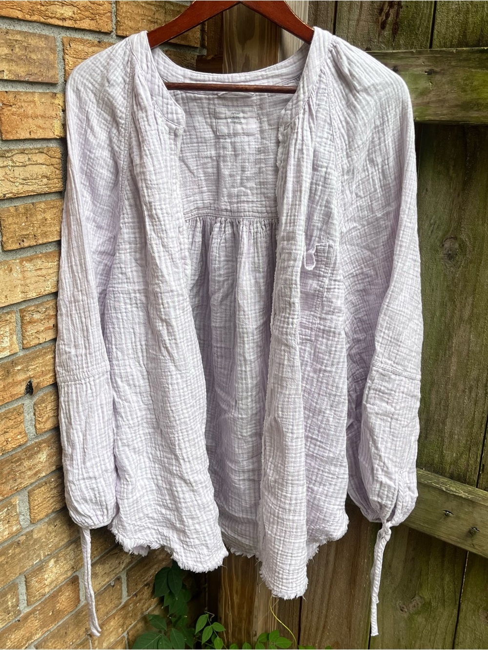 Aerie Lavender Striped Gauze Long-Sleeve Tunic Top